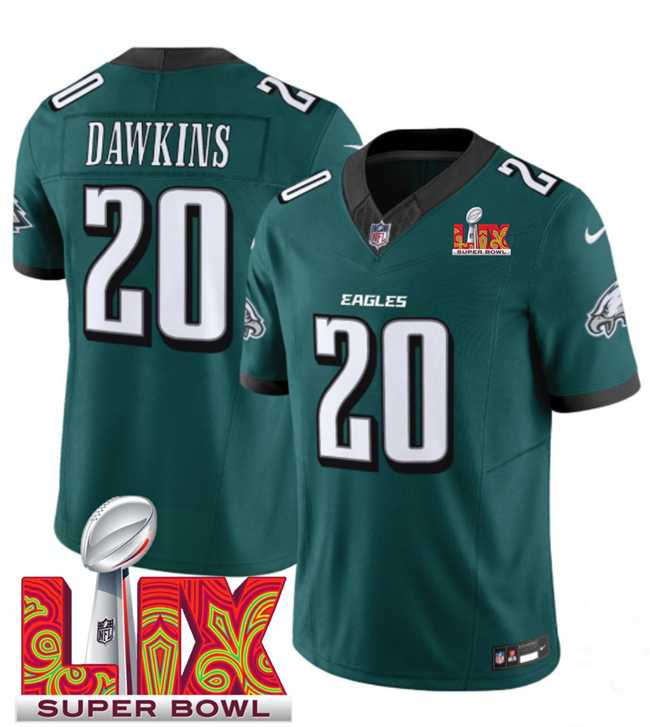 Men & Women & Youth Philadelphia Eagles #20 Brian Dawkins Green 2025 Super Bowl LIX Patch New F.U.S.E. Vapor Limited Stitched Jersey